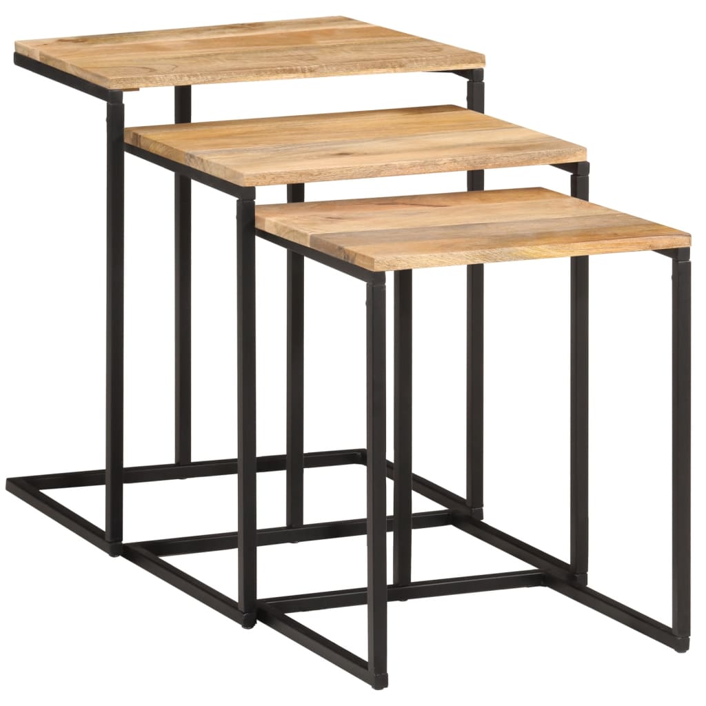 Nesting Tables 3 pcs Solid Wood Acacia - Bargainia.com - 