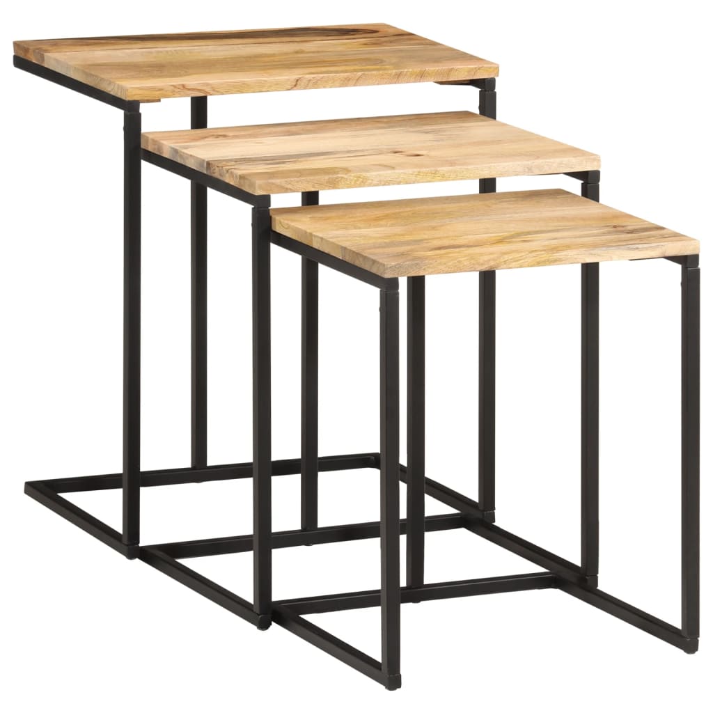 Nesting Tables 3 pcs Solid Wood Acacia - Bargainia.com - 