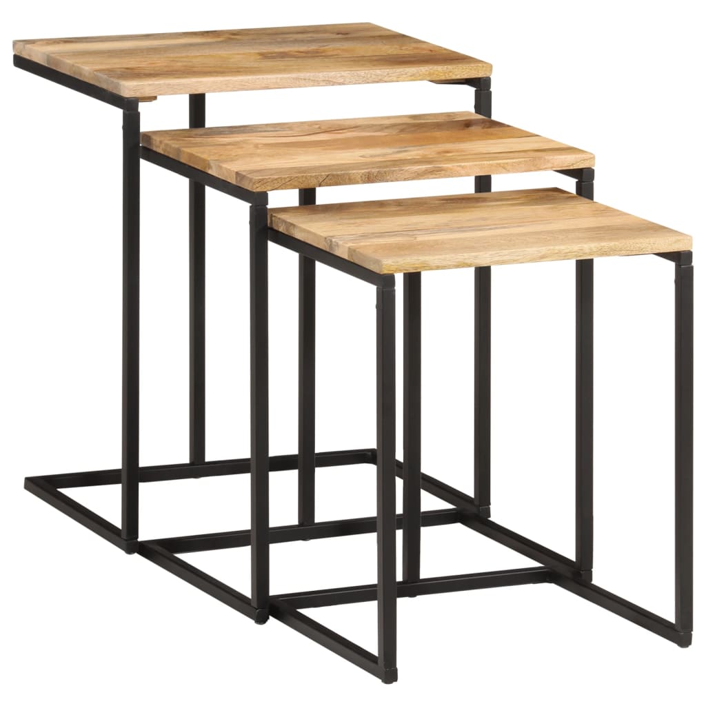 Nesting Tables 3 pcs Solid Wood Acacia - Bargainia.com - 