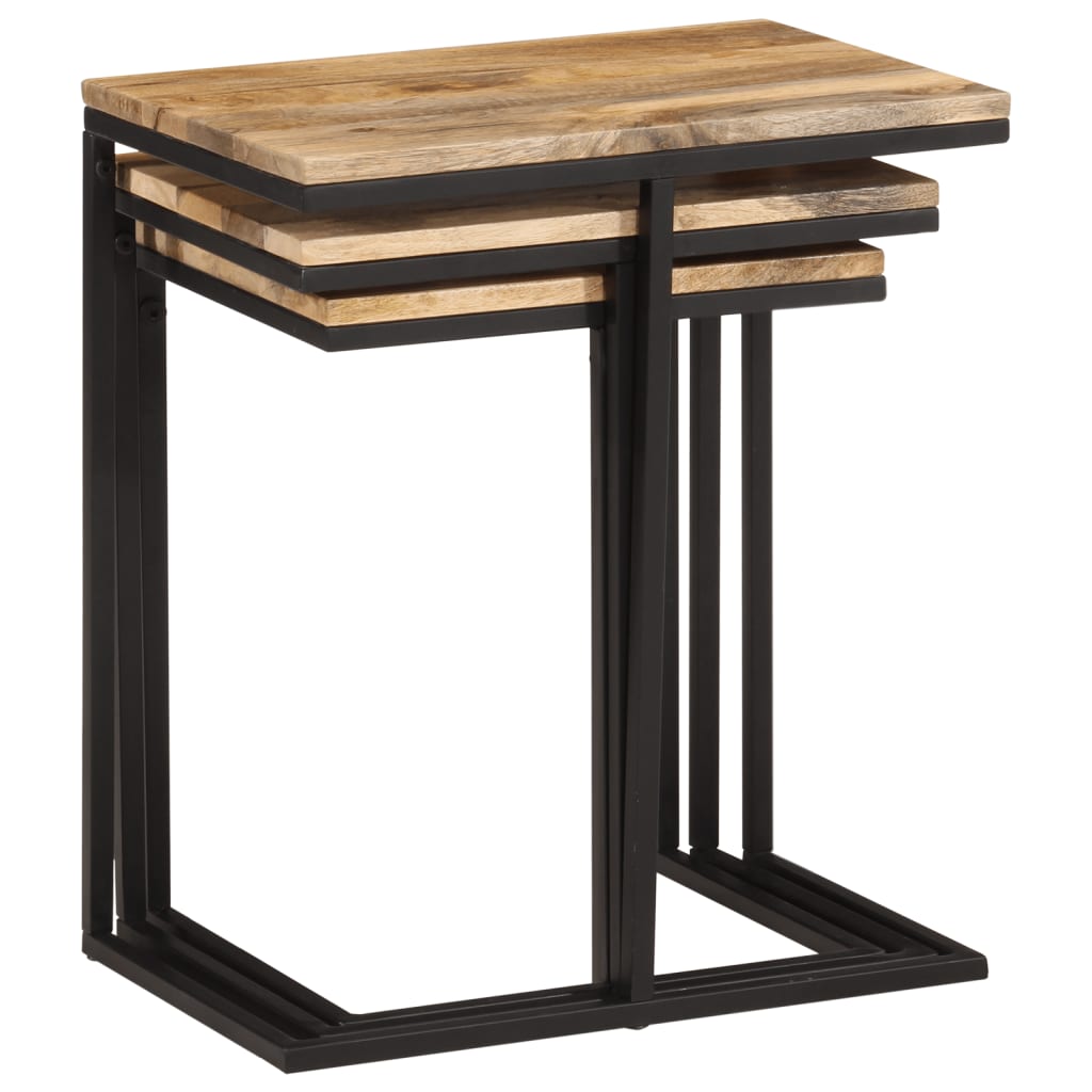 Nesting Tables 3 pcs Solid Wood Acacia - Bargainia.com - 