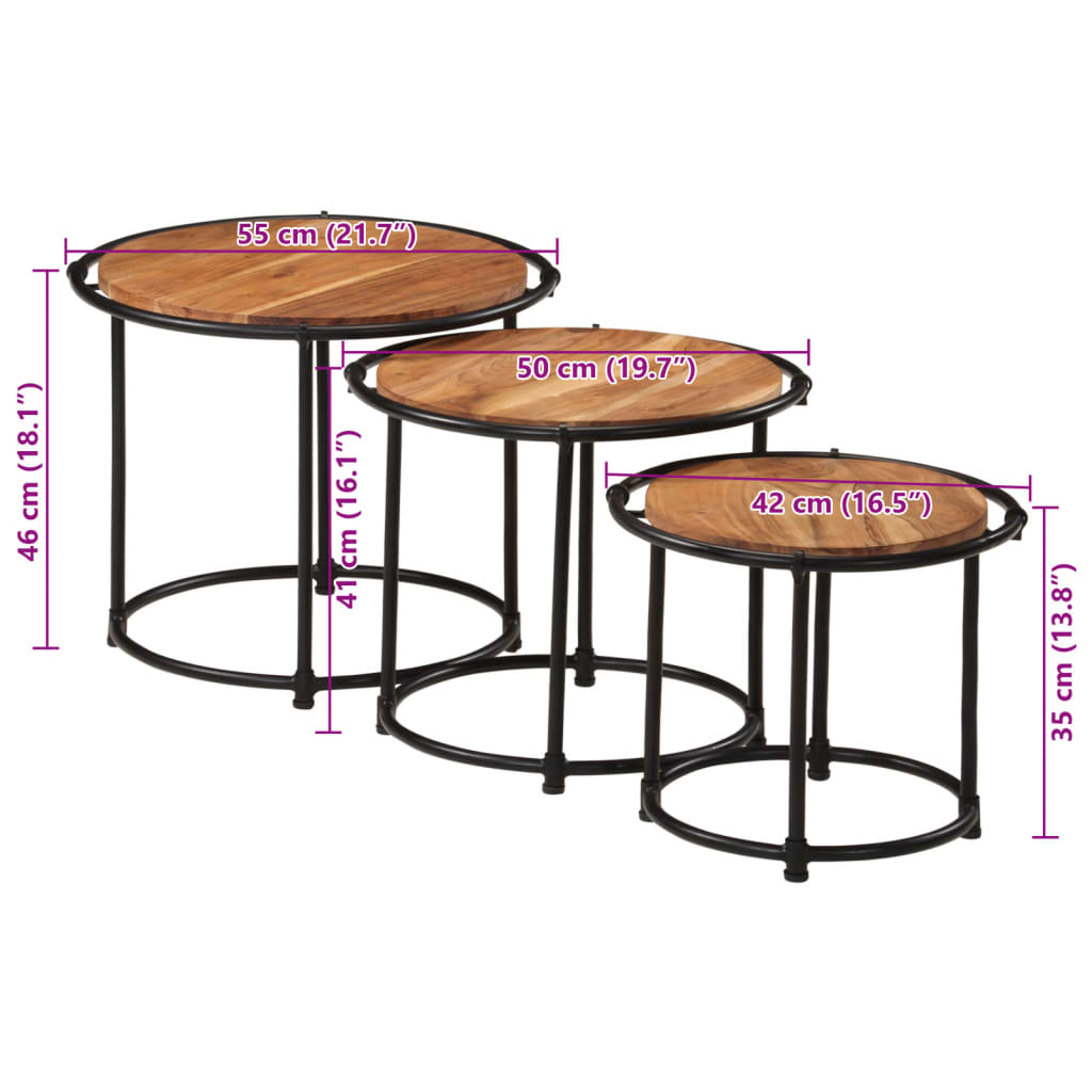 Nesting Tables 3 pcs Solid Wood Acacia - Bargainia.com - 