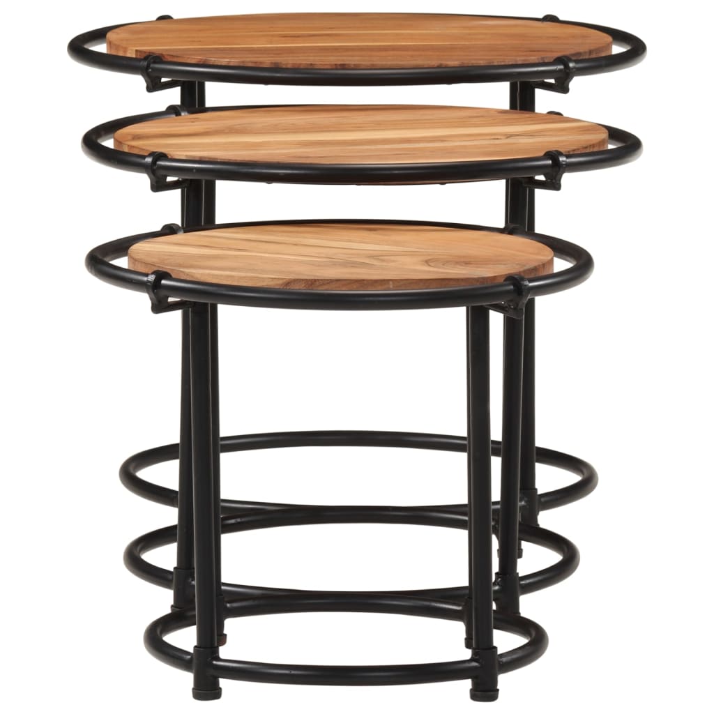 Nesting Tables 3 pcs Solid Wood Acacia - Bargainia.com - 