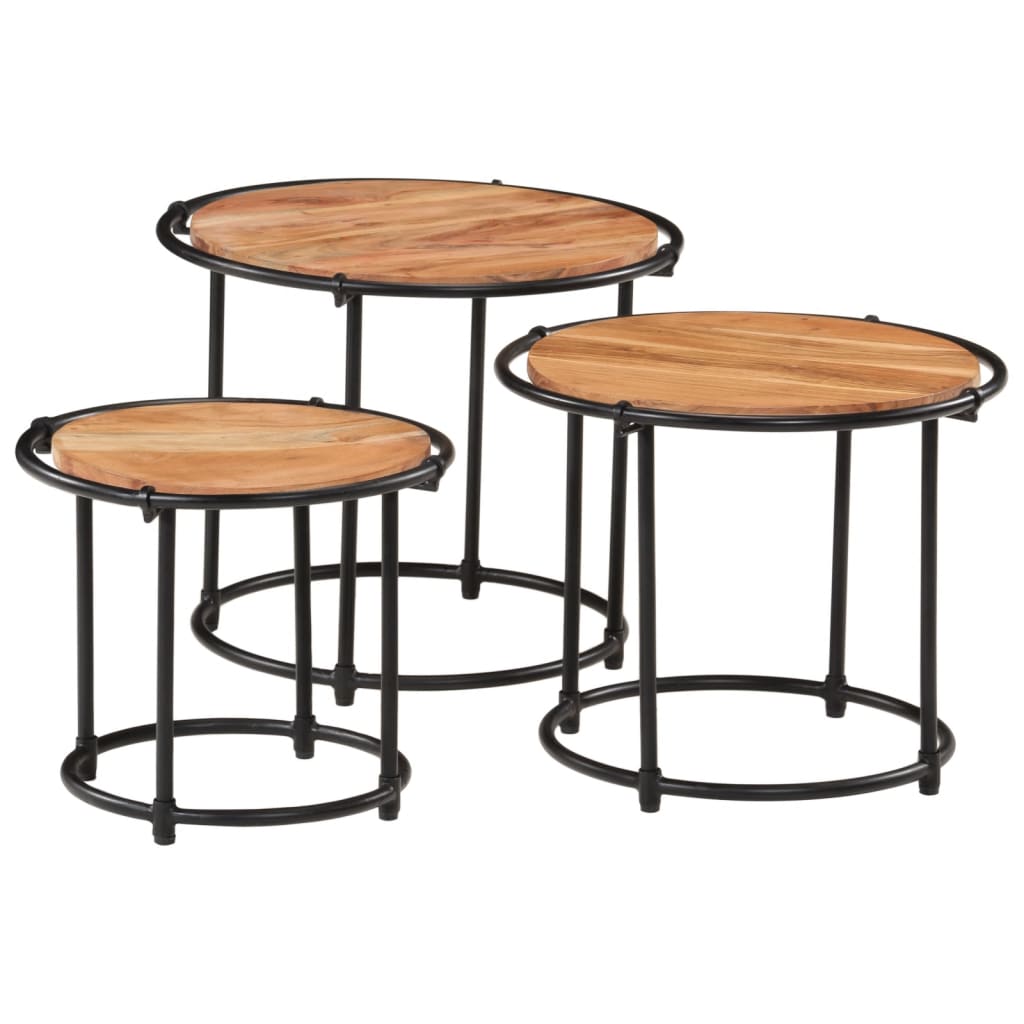 Nesting Tables 3 pcs Solid Wood Acacia - Bargainia.com - 