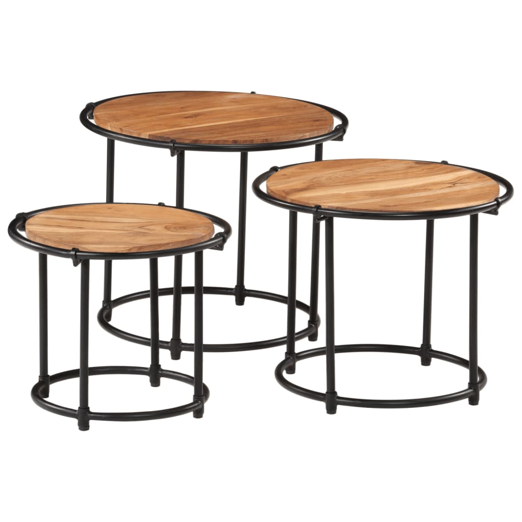 Nesting Tables 3 pcs Solid Wood Acacia - Bargainia.com - 