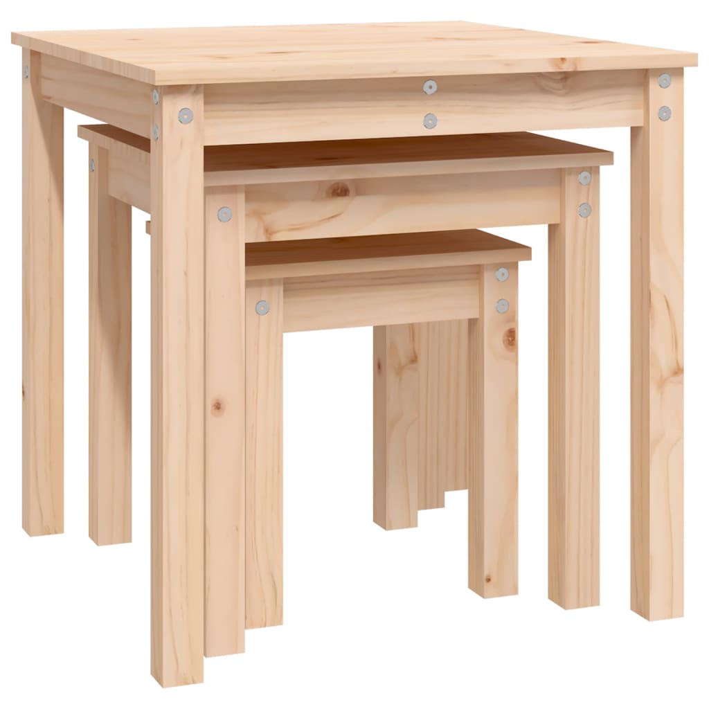Nesting Tables 3 pcs Solid Wood Pine - Bargainia.com - 