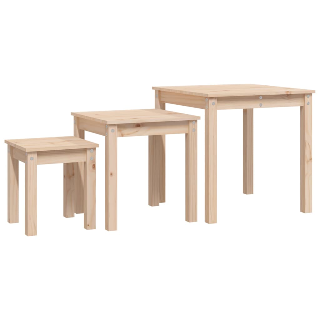Nesting Tables 3 pcs Solid Wood Pine - Bargainia.com - 