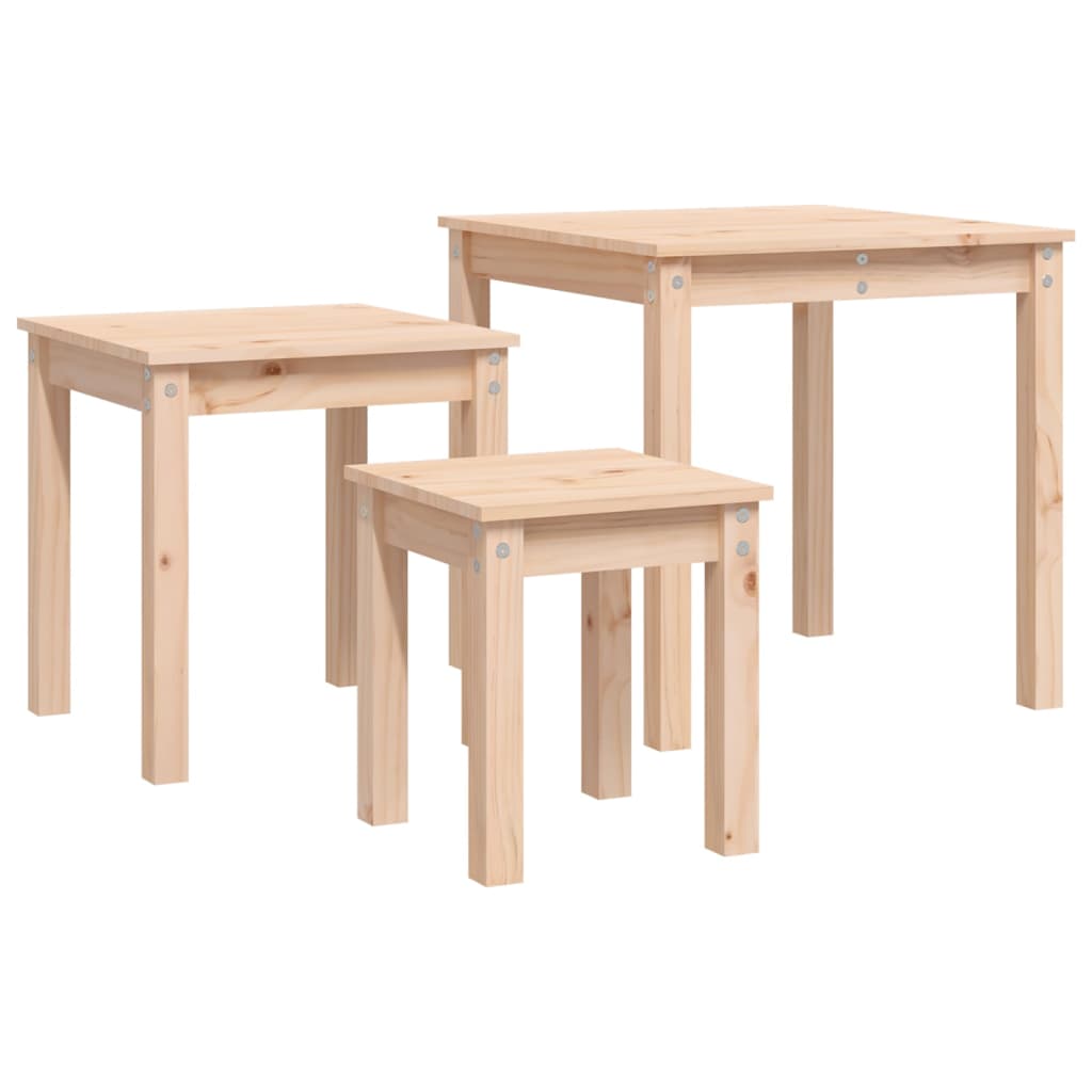 Nesting Tables 3 pcs Solid Wood Pine - Bargainia.com - 
