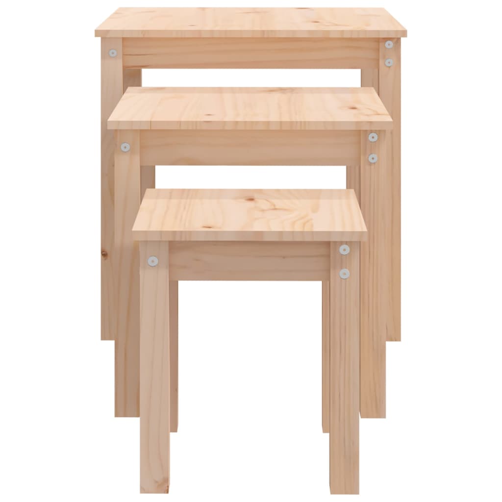 Nesting Tables 3 pcs Solid Wood Pine - Bargainia.com - 