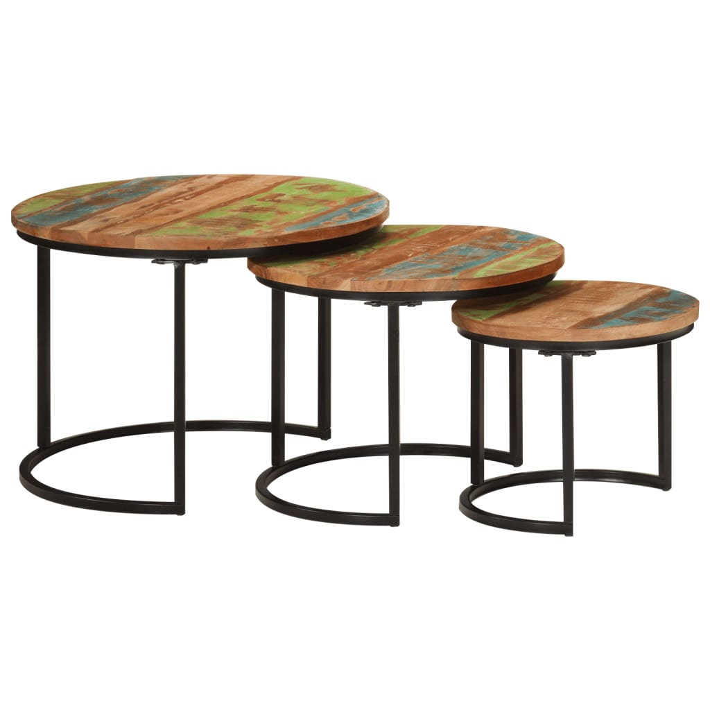 Nesting Tables 3 pcs Solid Wood Reclaimed - Bargainia.com - 