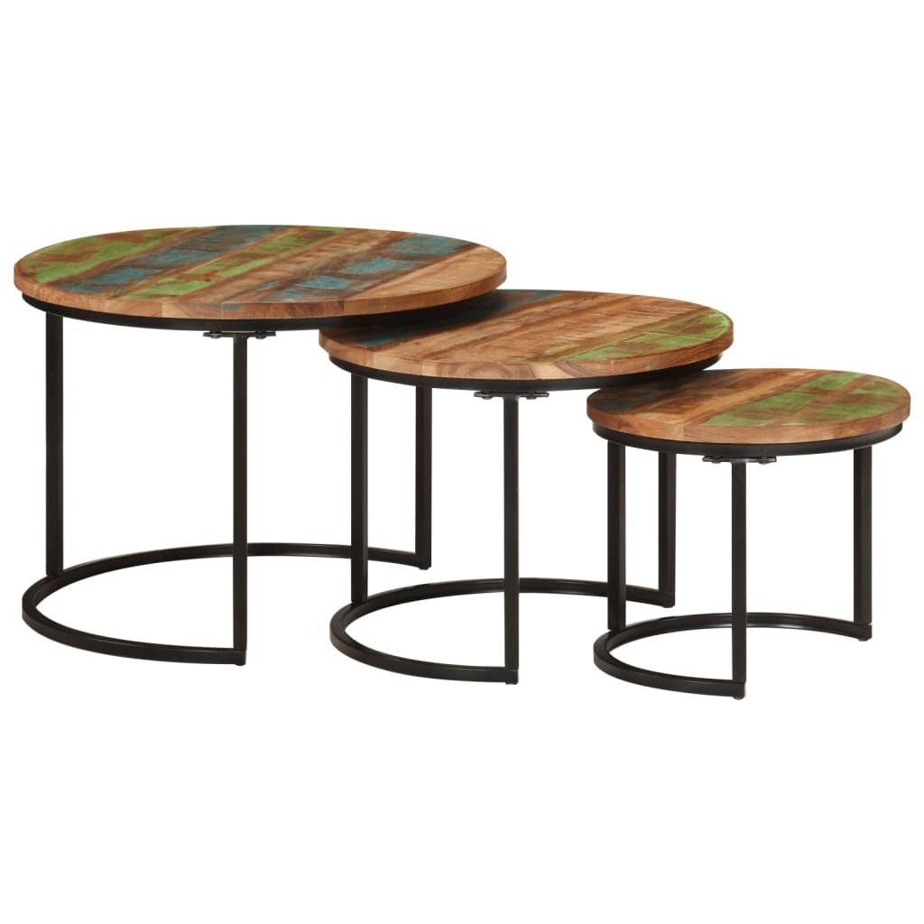 Nesting Tables 3 pcs Solid Wood Reclaimed - Bargainia.com - 