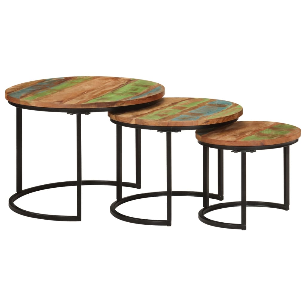 Nesting Tables 3 pcs Solid Wood Reclaimed - Bargainia.com - 