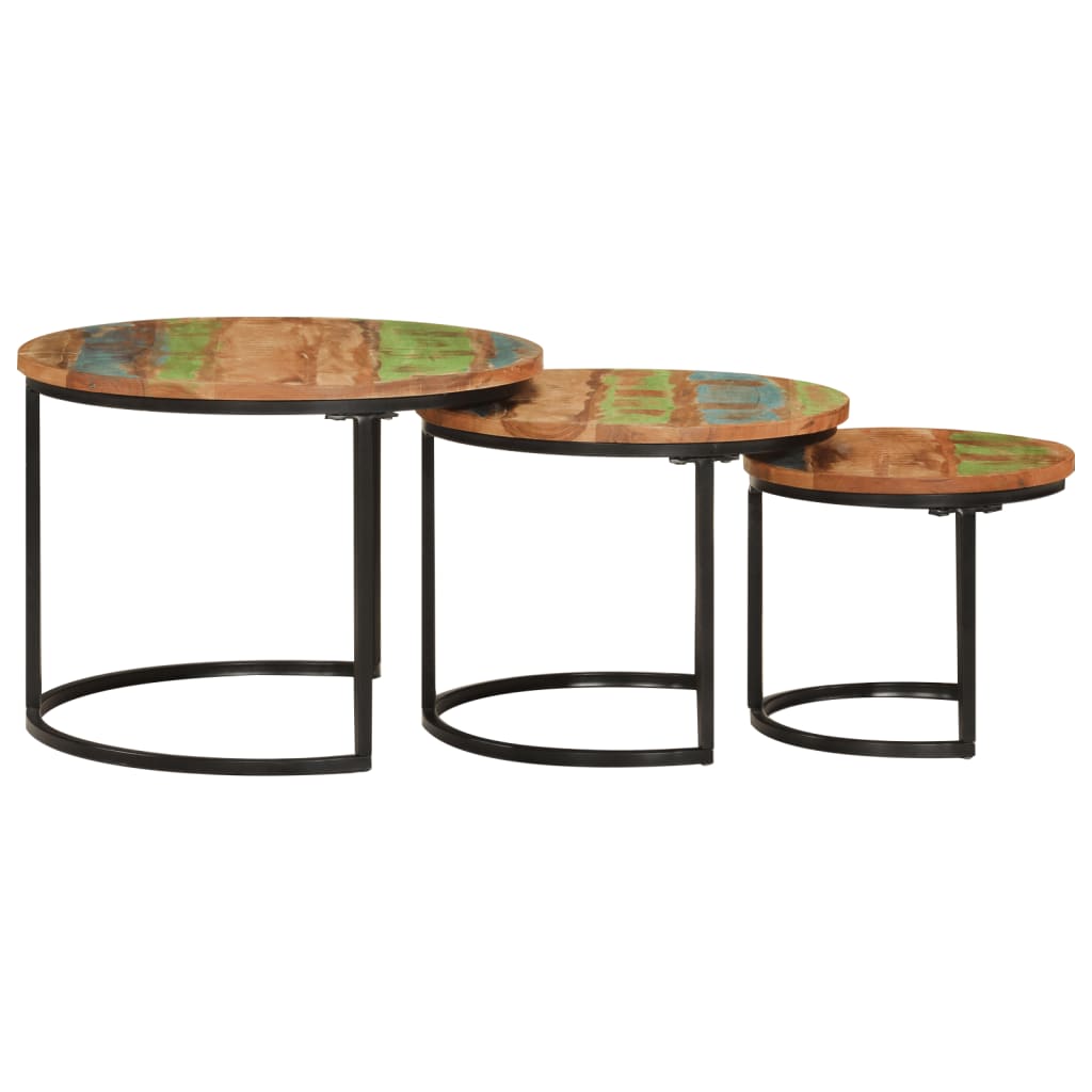 Nesting Tables 3 pcs Solid Wood Reclaimed - Bargainia.com - 
