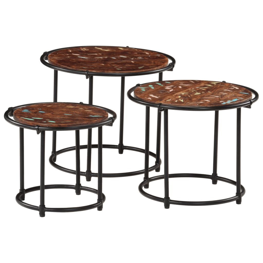 Nesting Tables 3 pcs Solid Wood Reclaimed - Bargainia.com - 