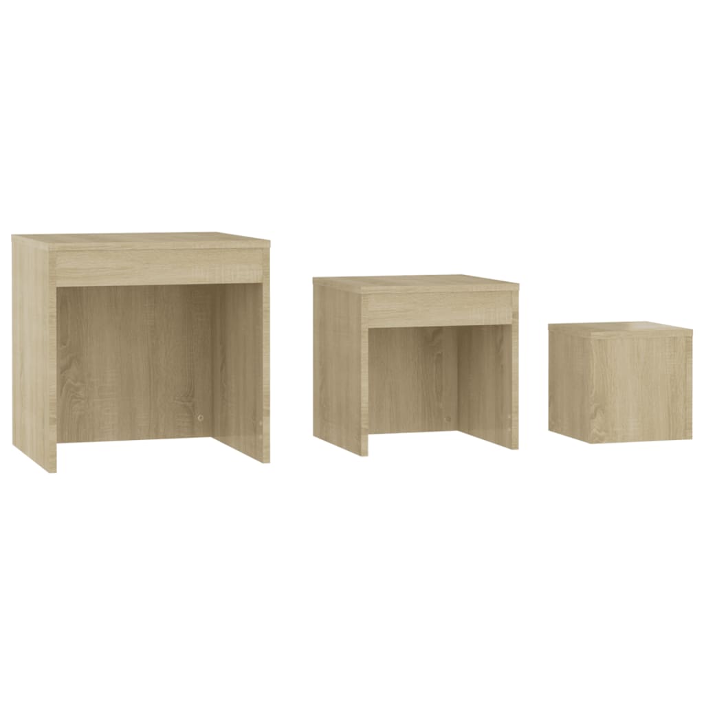 Nesting Tables 3 pcs Sonoma Oak Engineered Wood - Bargainia.com - 