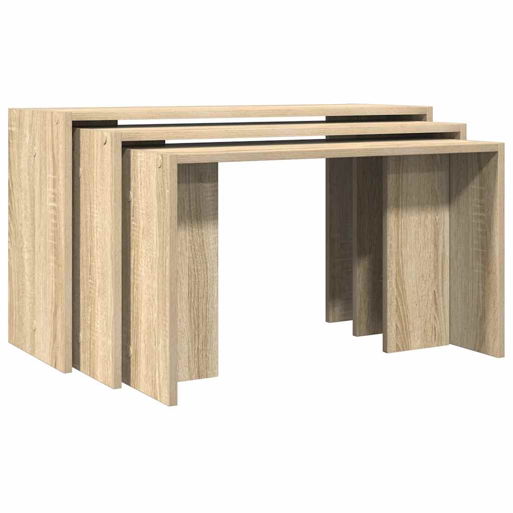 Nesting Tables 3 pcs Sonoma Oak Engineered Wood - Bargainia.com - 