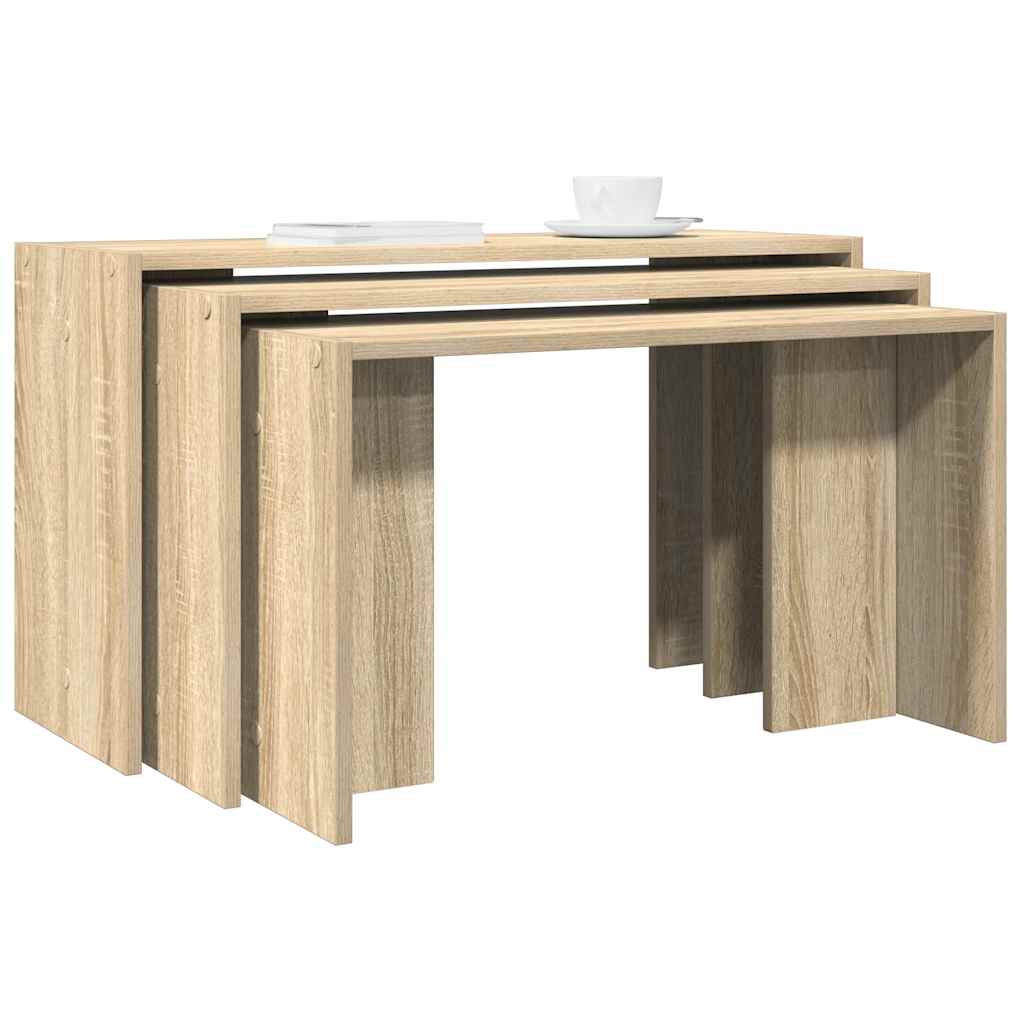 Nesting Tables 3 pcs Sonoma Oak Engineered Wood - Bargainia.com - 