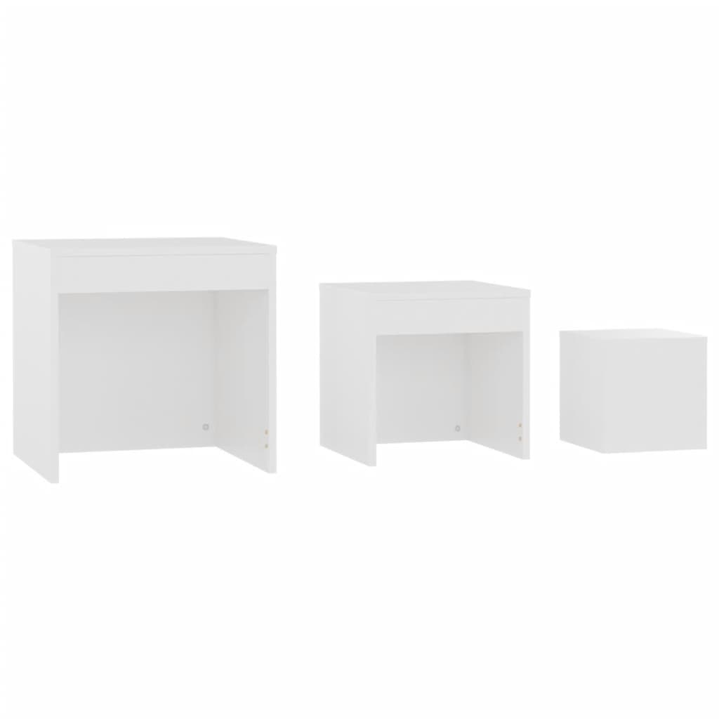 Nesting Tables 3 pcs White Engineered Wood - Bargainia.com - 