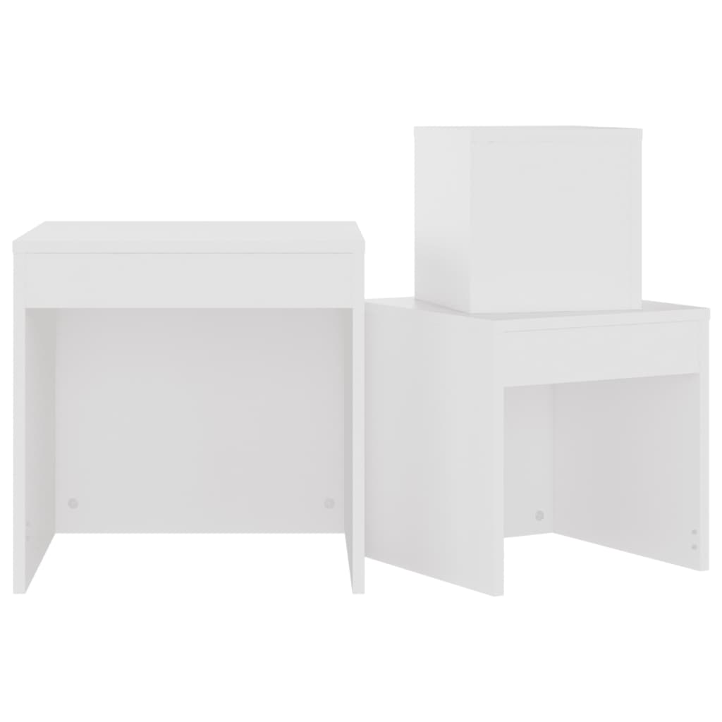 Nesting Tables 3 pcs White Engineered Wood - Bargainia.com - 