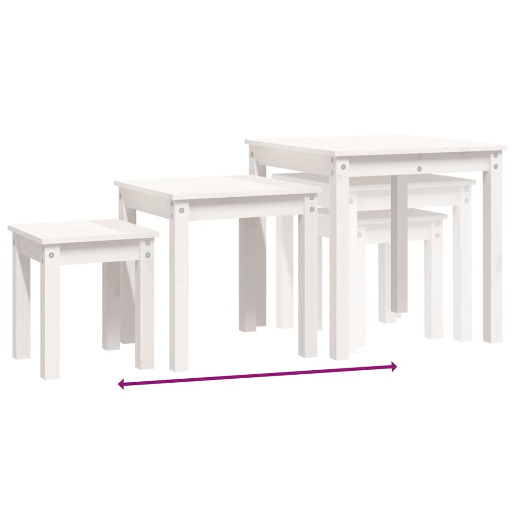 Nesting Tables 3 pcs White Solid Wood Pine - Bargainia.com - 8720845686925 - 824974