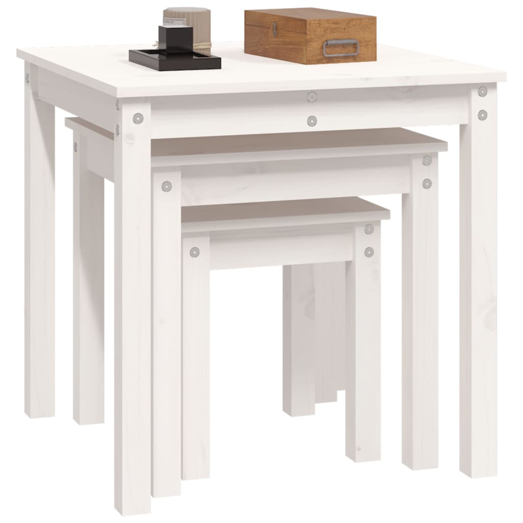 Nesting Tables 3 pcs White Solid Wood Pine - Bargainia.com - 8720845686925 - 824974