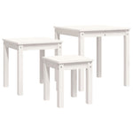 Nesting Tables 3 pcs White Solid Wood Pine - Bargainia.com - 