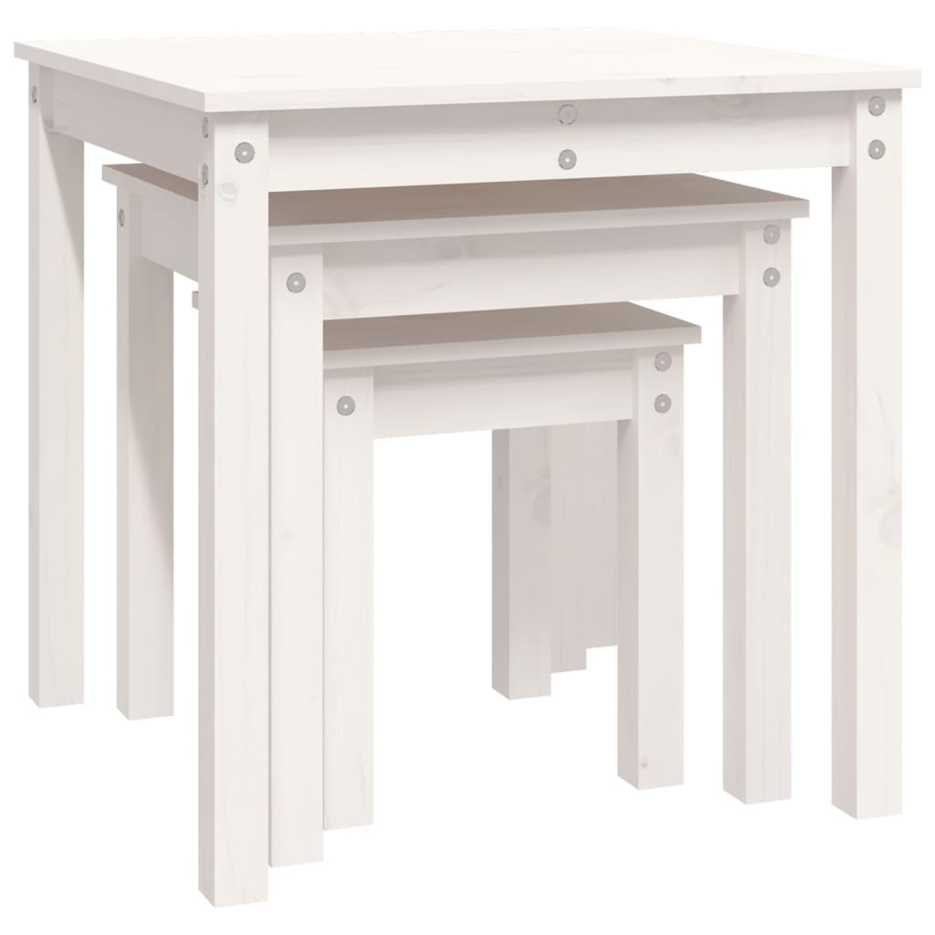 Nesting Tables 3 pcs White Solid Wood Pine - Bargainia.com - 8720845686925 - 824974