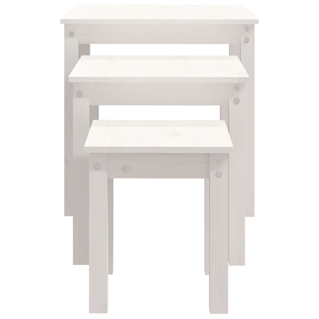 Nesting Tables 3 pcs White Solid Wood Pine - Bargainia.com - 8720845686925 - 824974