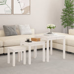 Nesting Tables 3 pcs White Solid Wood Pine - Bargainia.com - 