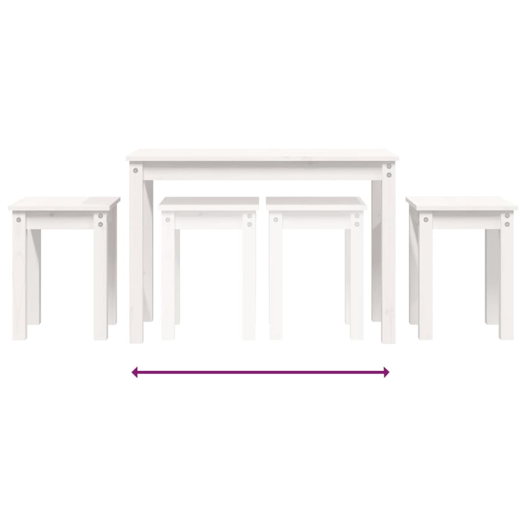 Nesting Tables 3 pcs White Solid Wood Pine - Bargainia.com - 