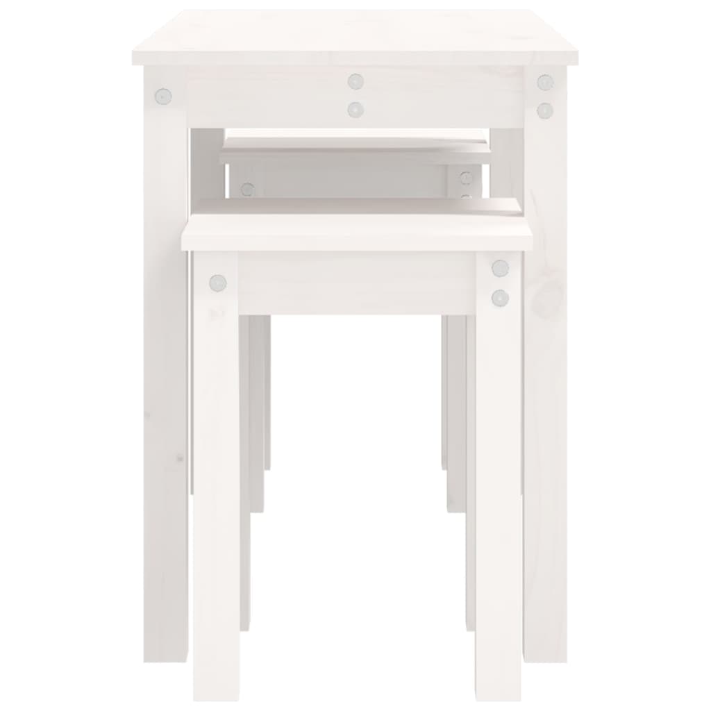 Nesting Tables 3 pcs White Solid Wood Pine - Bargainia.com - 