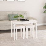 Nesting Tables 3 pcs White Solid Wood Pine - Bargainia.com - 