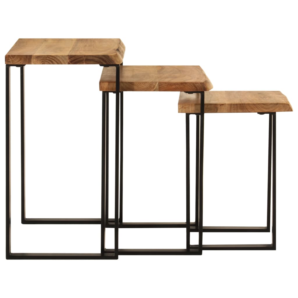 Nesting Tables 3 pcs with Live Edge Solid Wood Acacia - Bargainia.com - 