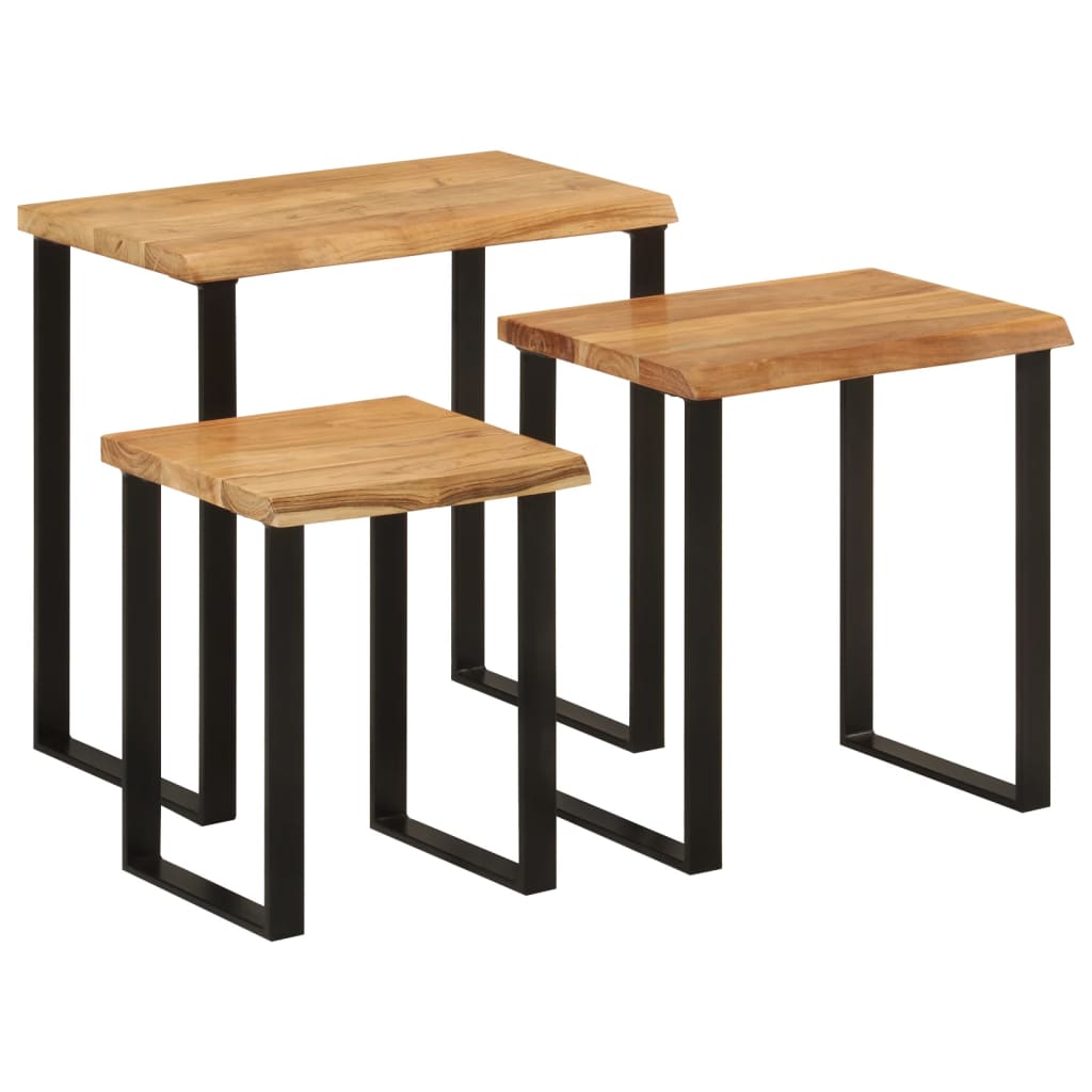Nesting Tables 3 pcs with Live Edge Solid Wood Acacia - Bargainia.com - 8721012364851 - 372760
