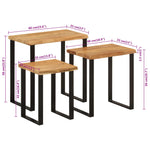 Nesting Tables 3 pcs with Live Edge Solid Wood Acacia - Bargainia.com - 