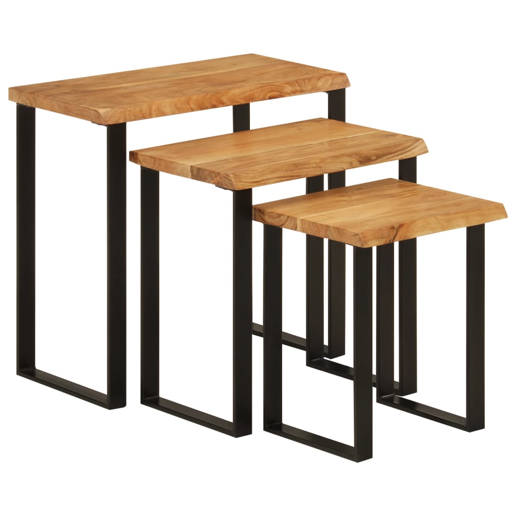 Nesting Tables 3 pcs with Live Edge Solid Wood Acacia - Bargainia.com - 8721012364851 - 372760