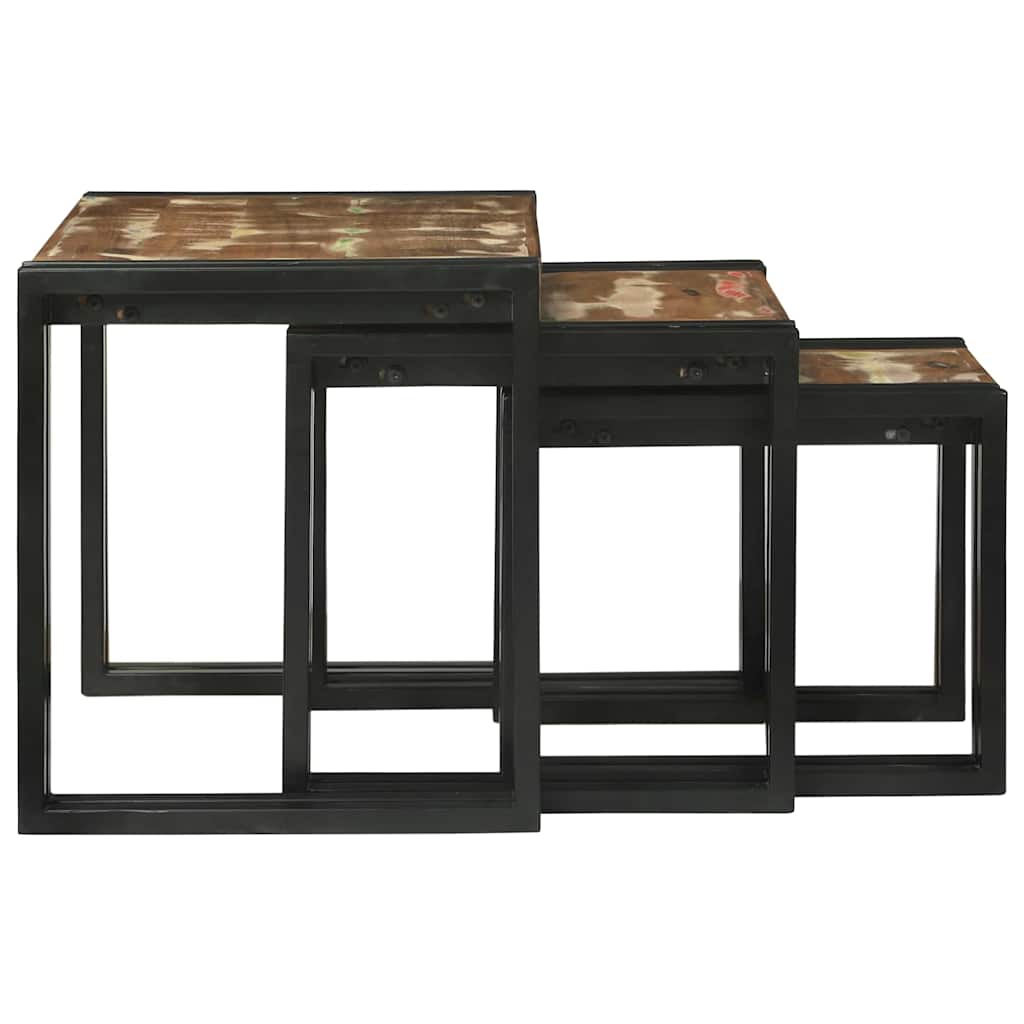 Nesting Tables Brown and black Solid Reclaim wood - Bargainia.com - 