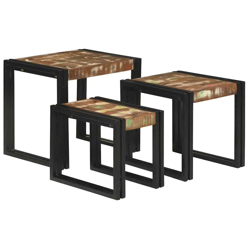 Nesting Tables Brown and black Solid Reclaim wood - Bargainia.com - 8721158640154 - 4104729