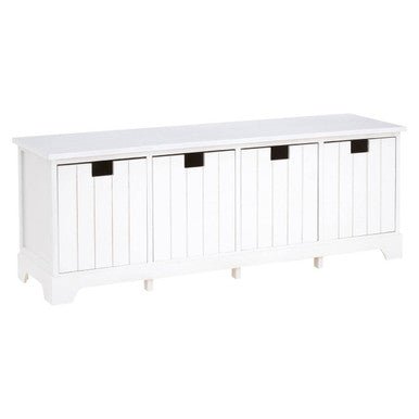 New England White Storage Bench with 4 Drawers - Bargainia.com - 5018705344959