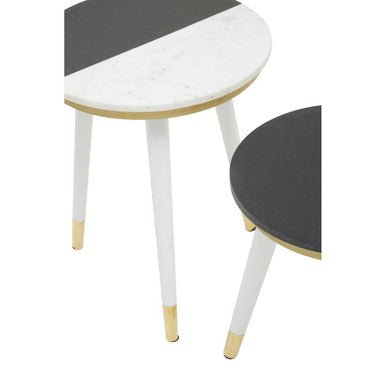 Nirav Black And White Marble Side Table - Bargainia.com - 5018705973111