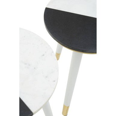 Nirav Black And White Marble Side Table - Bargainia.com - 5018705973111