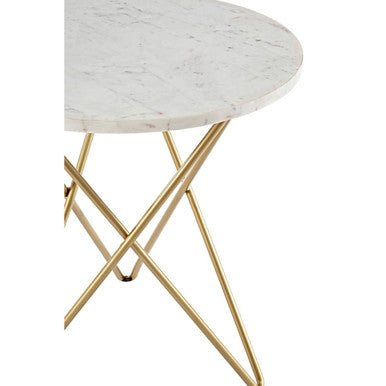 Nirav White Marble With Gold Geometric Legs Side Table - Bargainia.com - 5018705401058