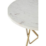 Nirav White Marble With Gold Geometric Legs Side Table - Bargainia.com - 5018705401058