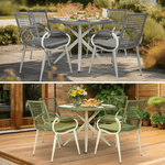Nissi Outdoor 5 - Piece Rattan Dining Set - Grey or Green - Bargainia.com - 