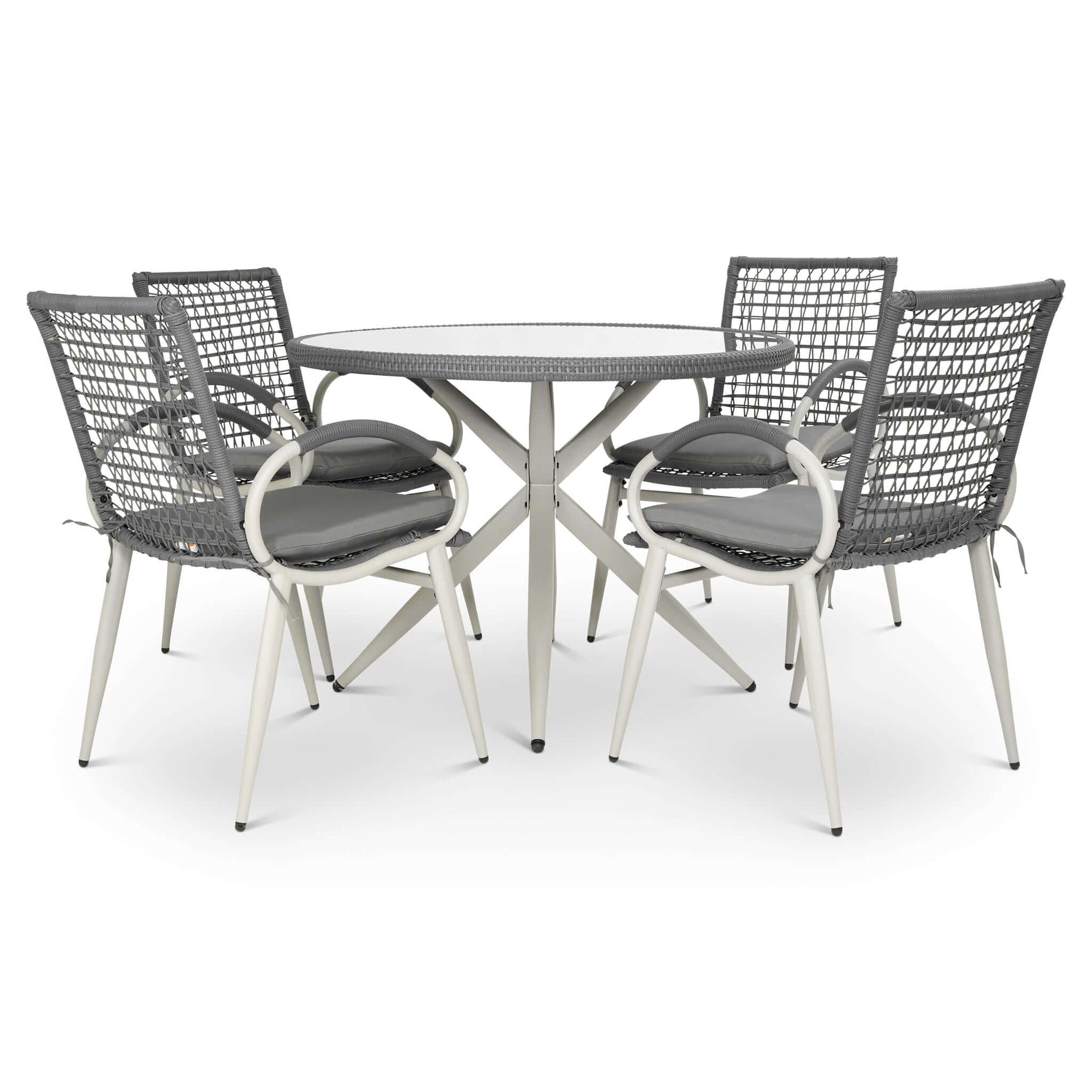 Nissi Outdoor 5 - Piece Rattan Dining Set - Grey or Green - Bargainia.com - 
