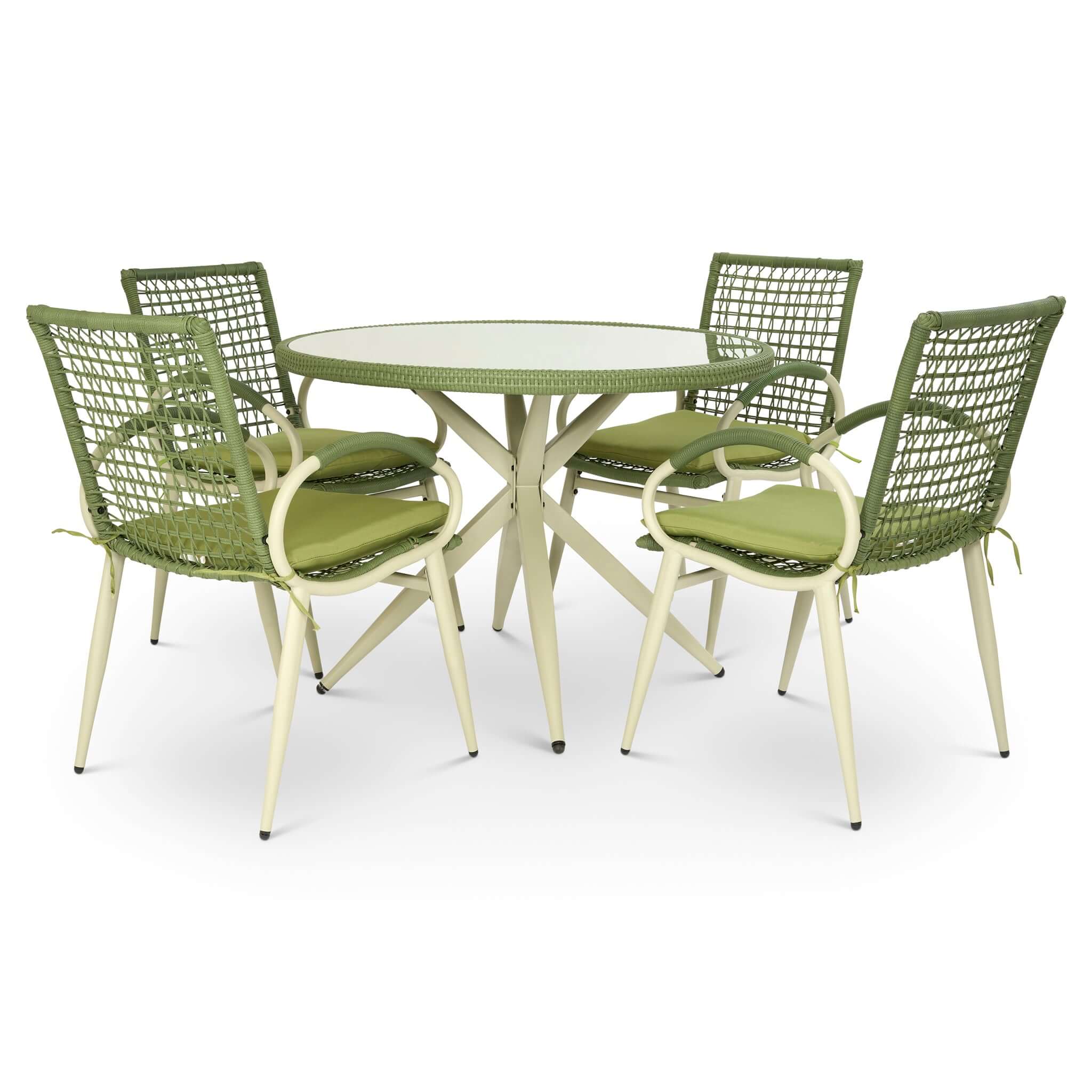 Nissi Outdoor 5-Piece Rattan Dining Set - Grey or Green Clearance