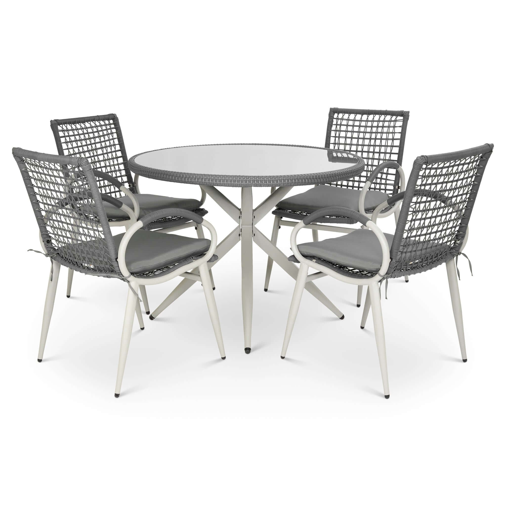 Nissi Outdoor 5 - Piece Rattan Dining Set - Grey or Green - Bargainia.com - 
