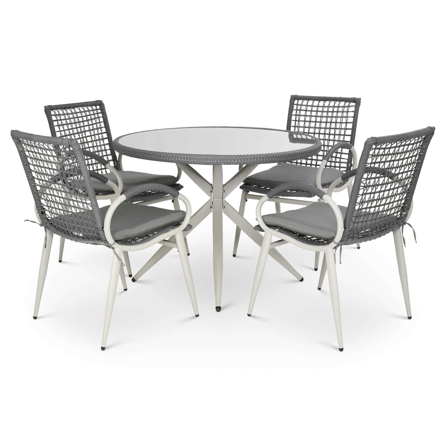 Nissi Outdoor 5 - Piece Rattan Dining Set - Grey or Green - Bargainia.com - 
