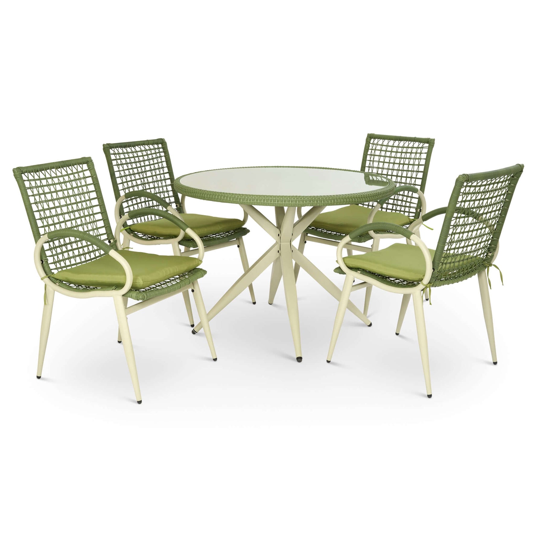 Nissi Outdoor 5 - Piece Rattan Dining Set - Grey or Green - Bargainia.com - 