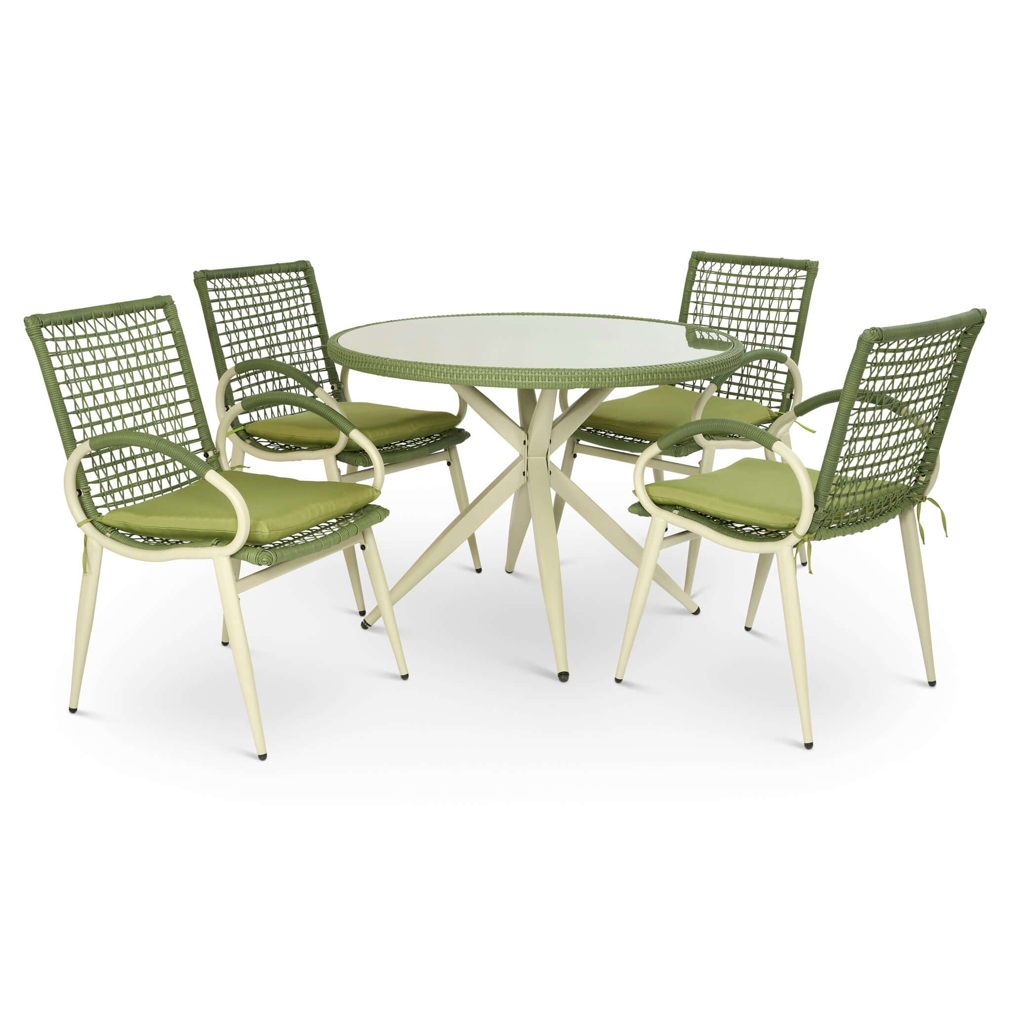 Nissi Outdoor 5-Piece Rattan Dining Set - Grey or Green Clearance
