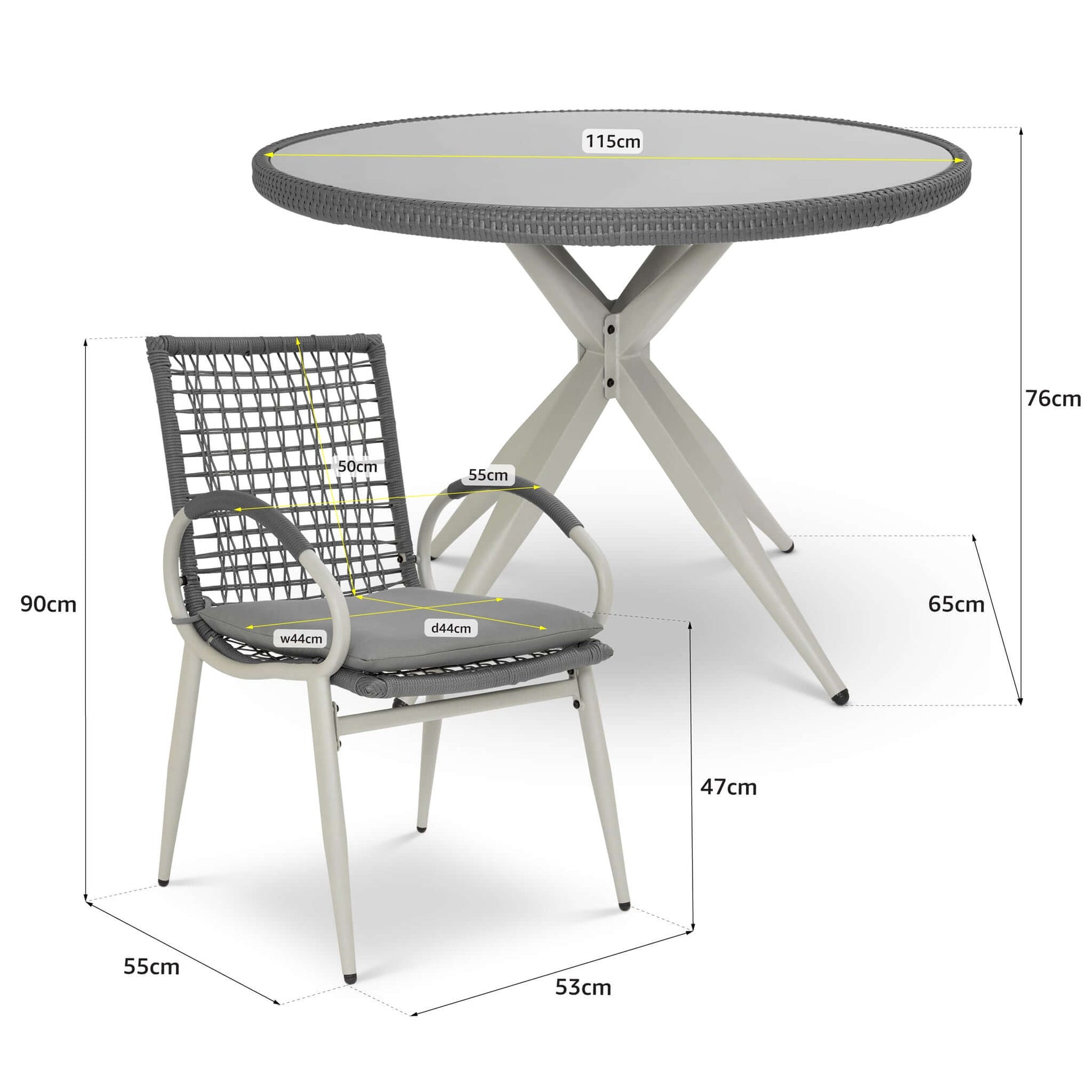 Nissi Outdoor 5 - Piece Rattan Dining Set - Grey or Green - Bargainia.com - 